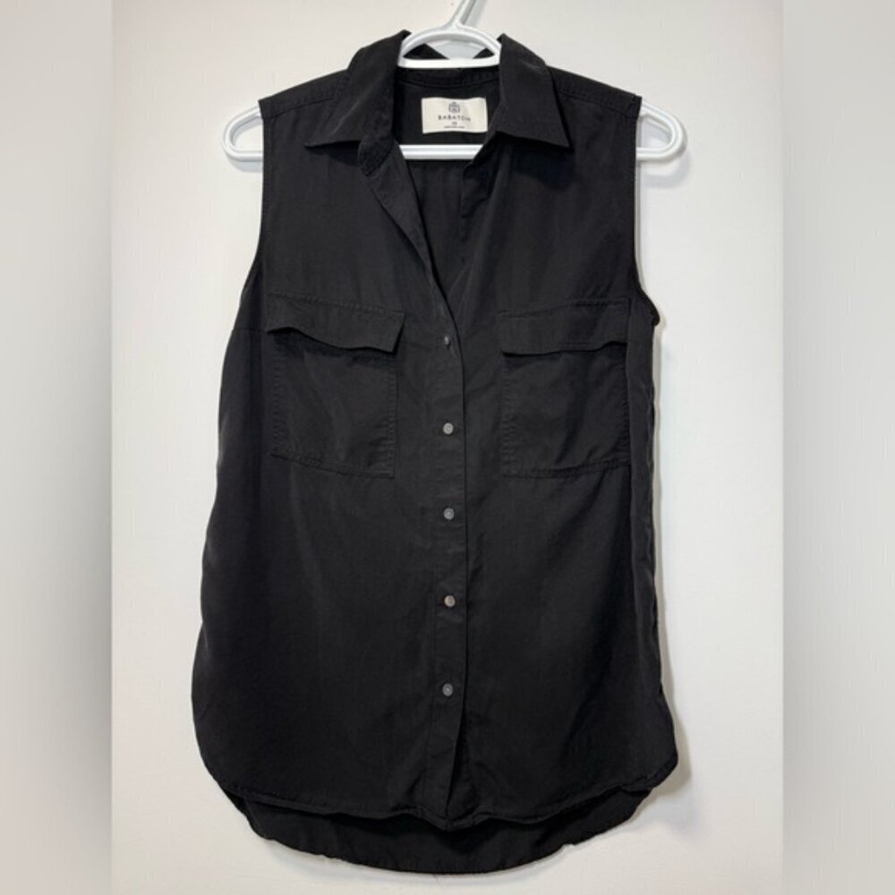 Aritzia Babaton Black Utility Sleeveless Shirt size XS - Picture 4 of 9